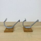 Pair of vintage aluminum coat hooks