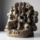 Large organic glazed stoneware sculpture with coral shapes, signed, 2002