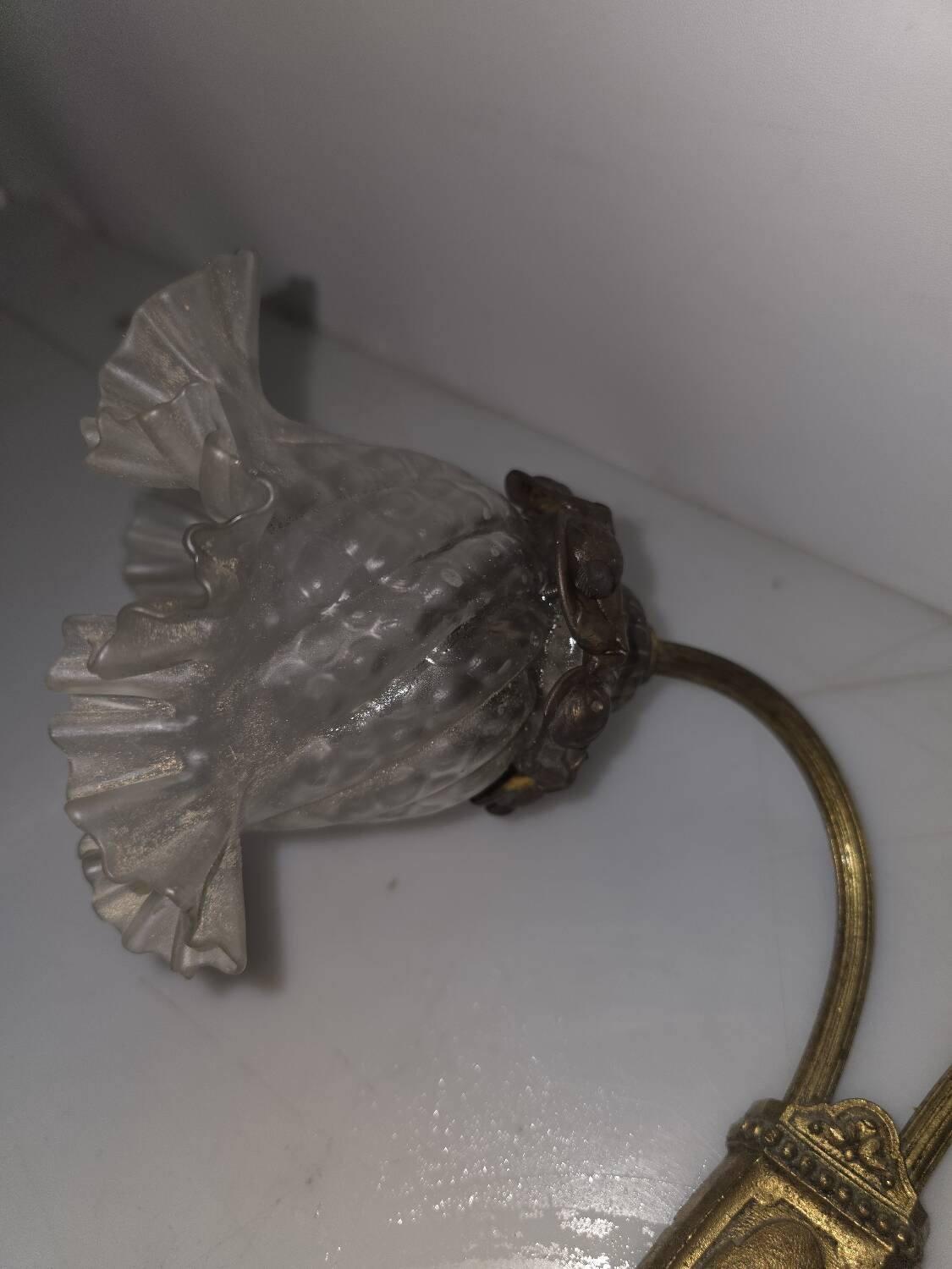 Double bronze wall light with glass tulips Art Deco