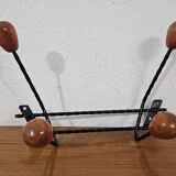 Vintage wall coat rack - Varnished wooden coat rack