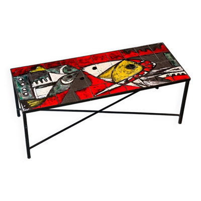 Janette Et Georges Picard Ceramic Coffee Table Vallauris 1960