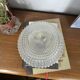 Large round wall lamp ceiling light in transparent vintage glass from the 1970s.