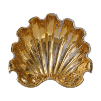 Fabbrica Ferniani Faenza plateau de poche 36,5 cm coquille en majolique, doré, 1800