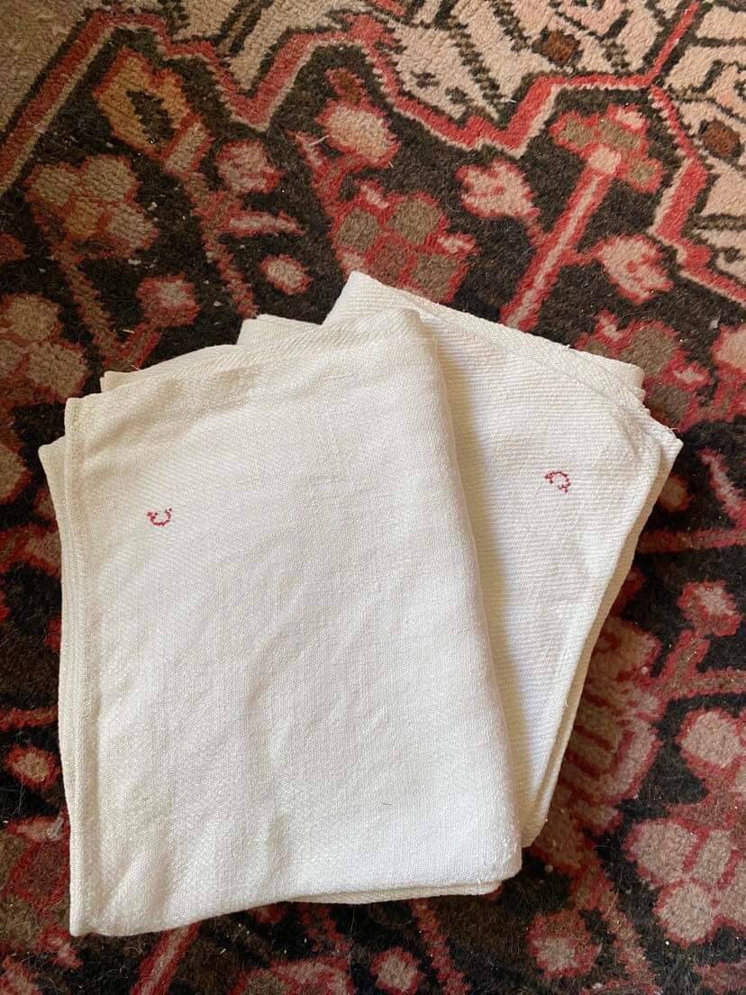 Pair hemp tea towels nineteenth.
