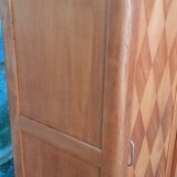 Vintage 1950s oak wardrobe with compass legs