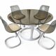 Michel Charron set – 1970s – smoked glass table & 4 chairs
