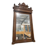 Miroir biseauté de style Henri ii en noyer renaissance fin XIX