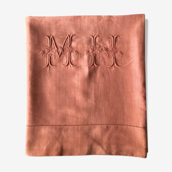 Ancient cloth in pure coral-tinted washed linen