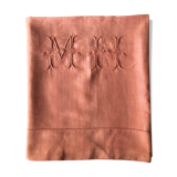 Ancient cloth in pure coral-tinted washed linen