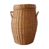 large round basket with lid, wicker basket, rattan basket, laundry container