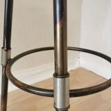 Chaise de bar vintage en métal faite à la main : siège pivotant en cuir à hauteur réglable