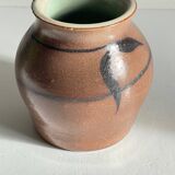 Vase artisanal signed stoneware vintage