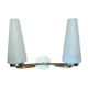 Double wall sconce in brass, porcelain and speckled glass 1950