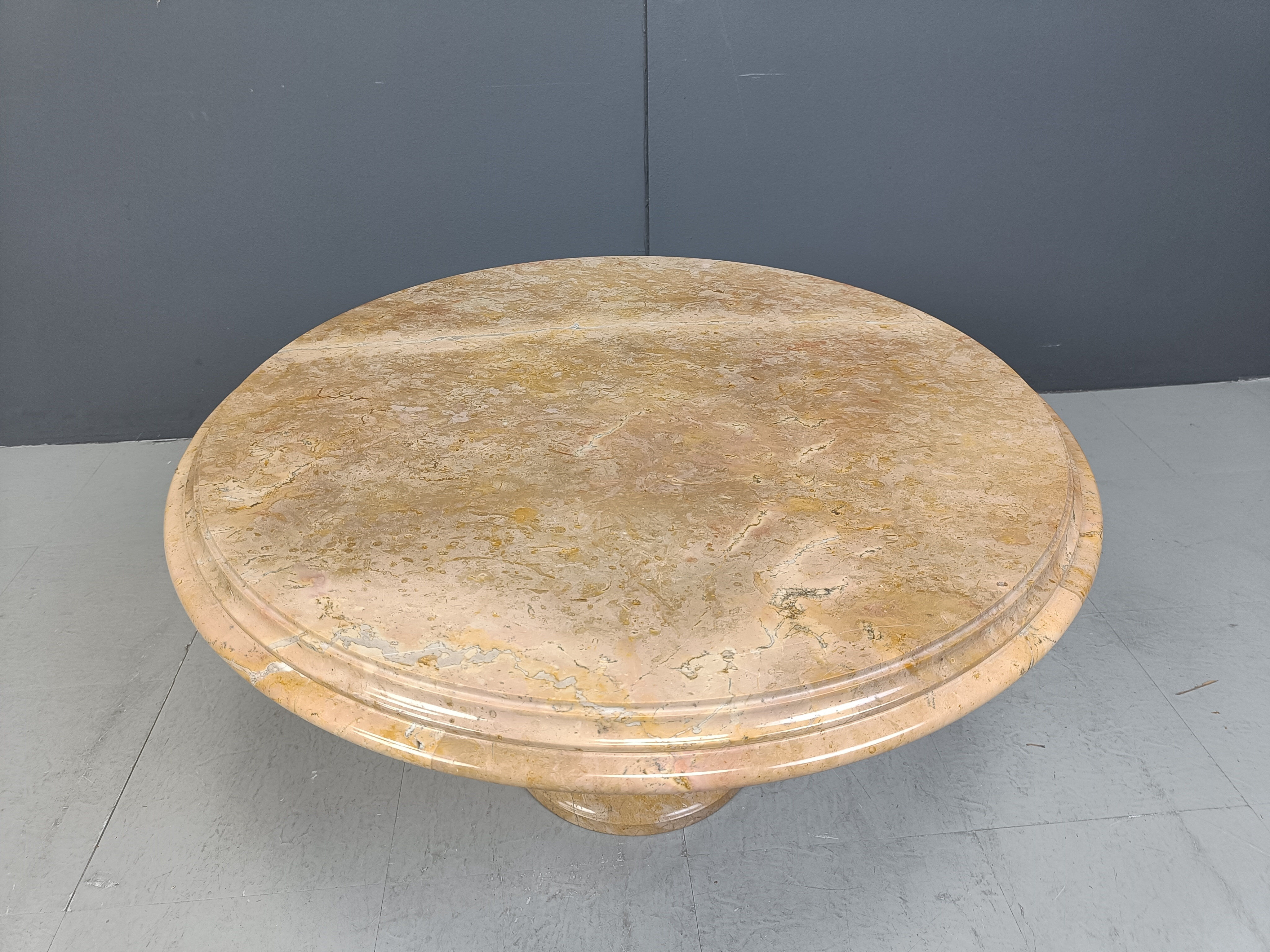 Vintage round Italian marble coffee table, 1960s
