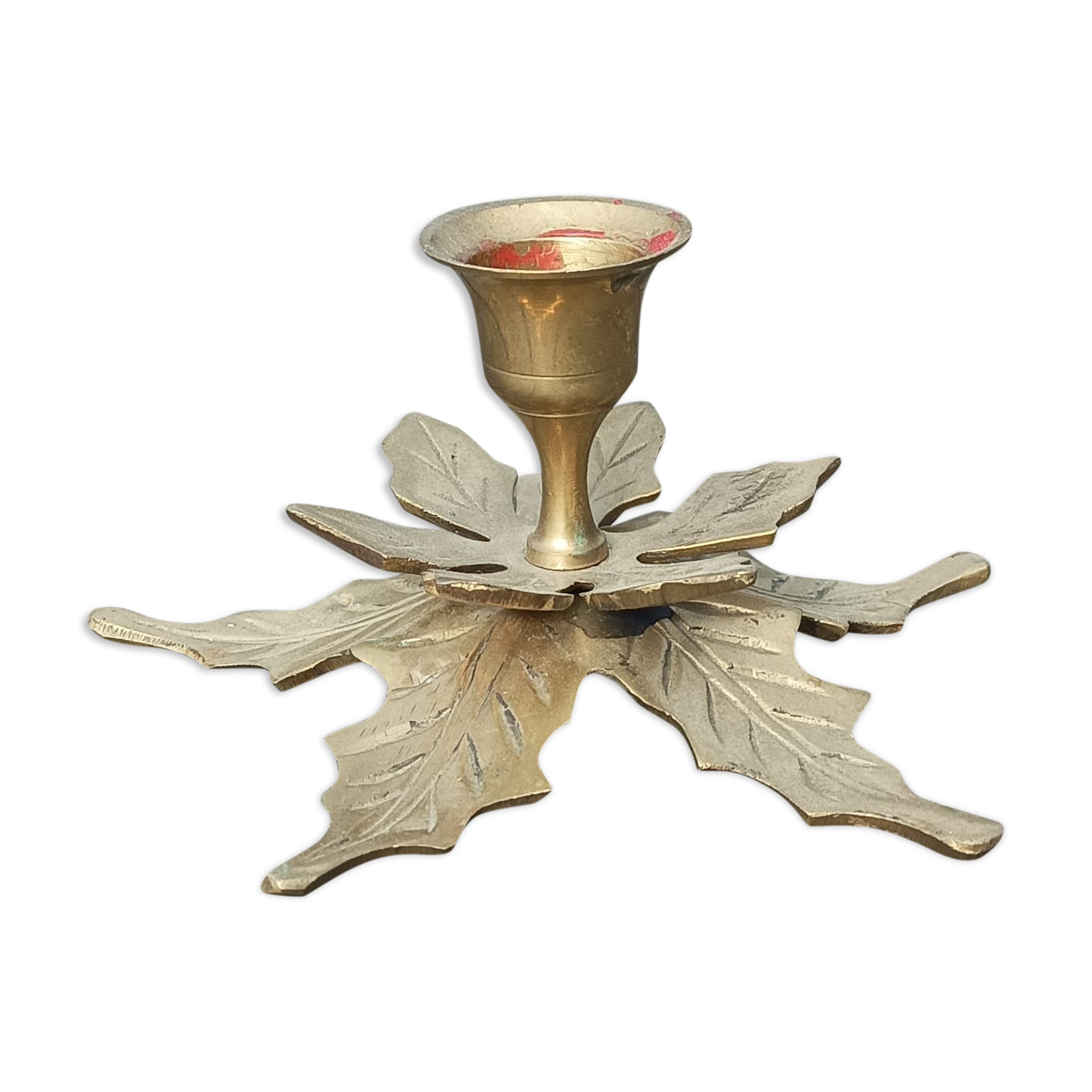 Golden metal candle holder