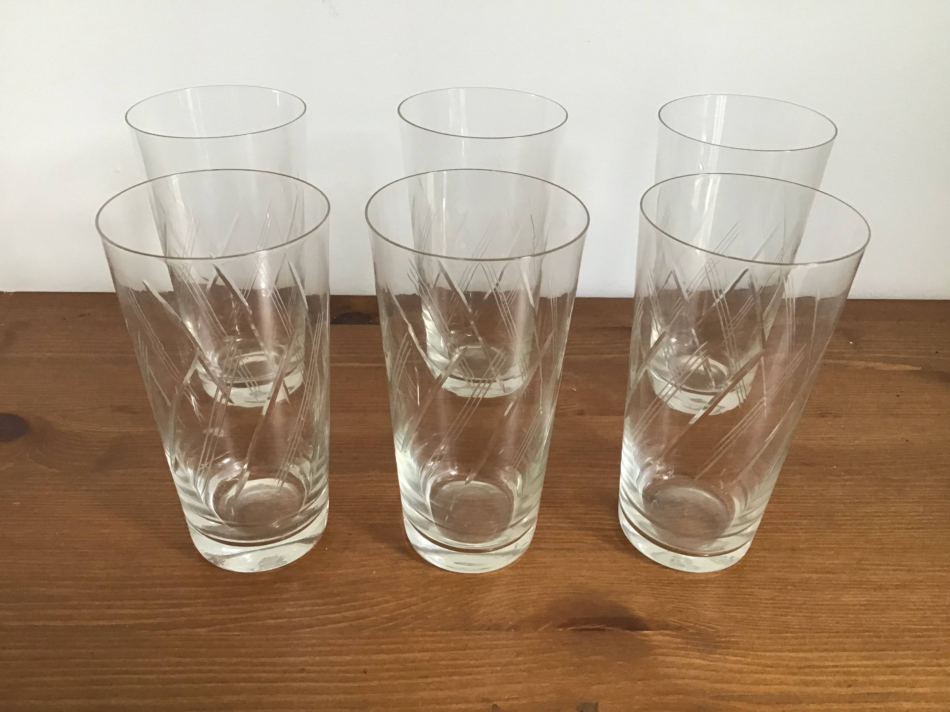 6 antique crystal water glasses