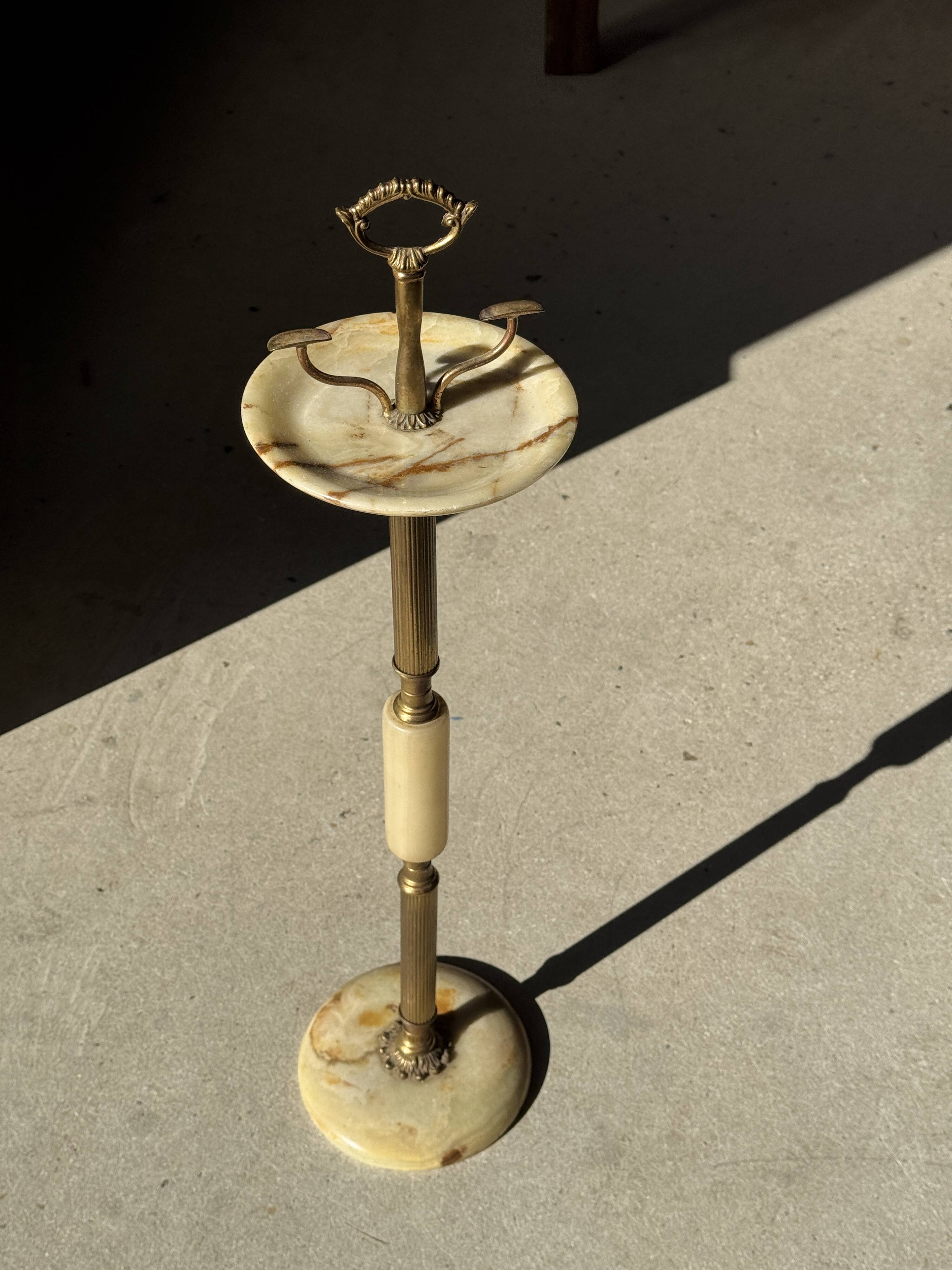 Marble and brass standing ashtray H74 D17