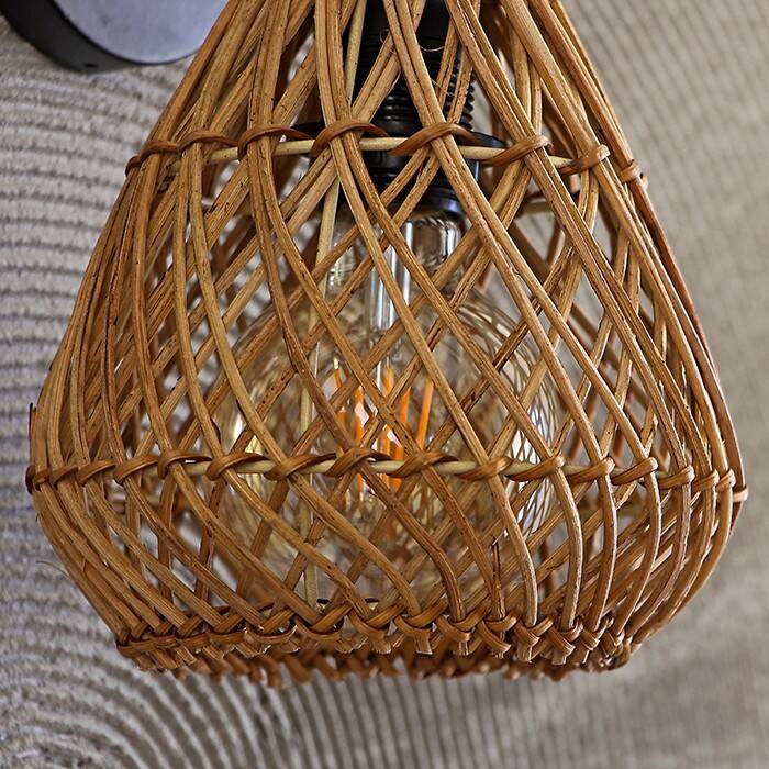 Rattan & Bamboo Classic Sconce Lamp, 15x17Cm