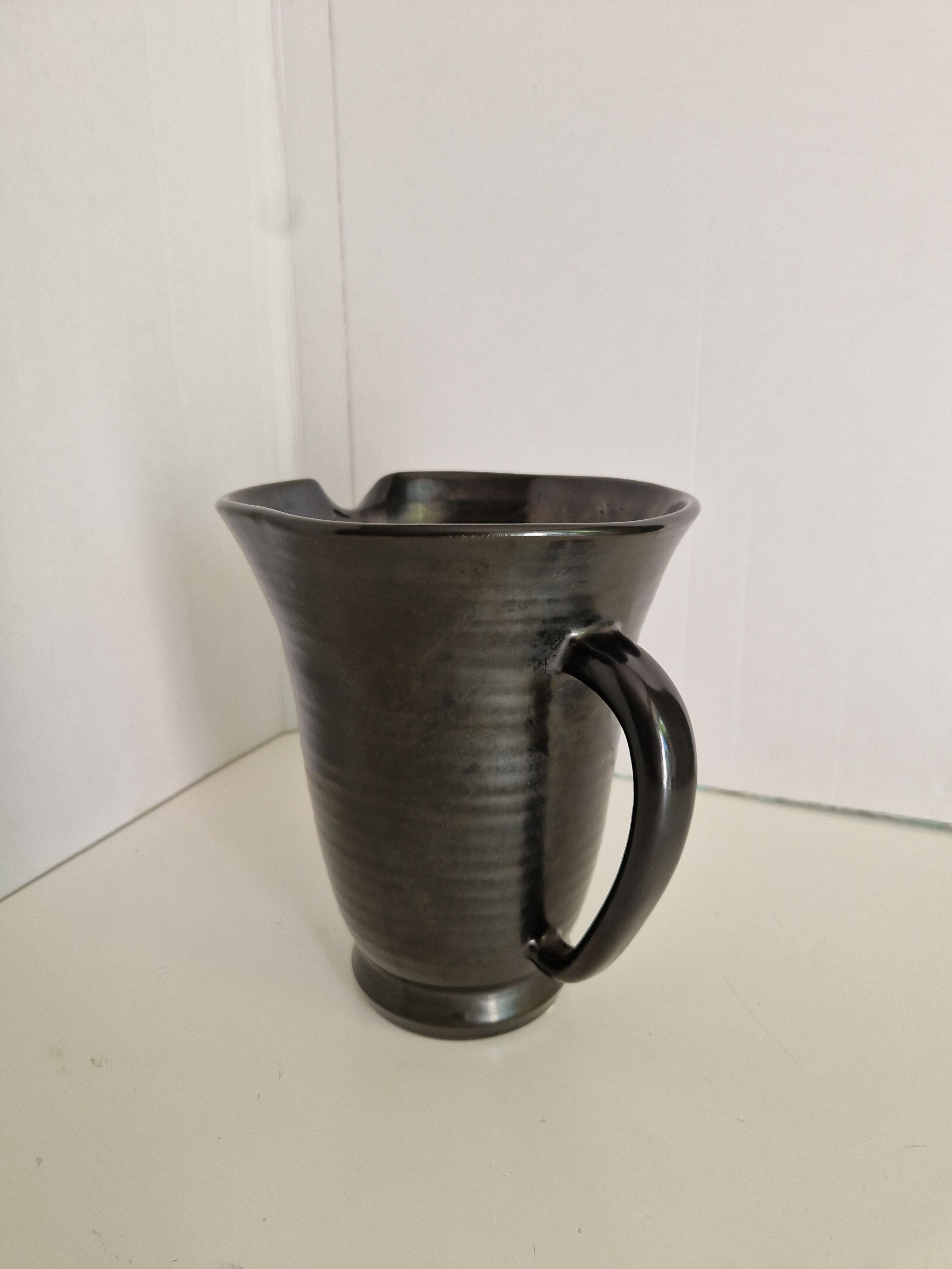 Pichet Accolay 1960s 1970s Enamelled Metallic Black