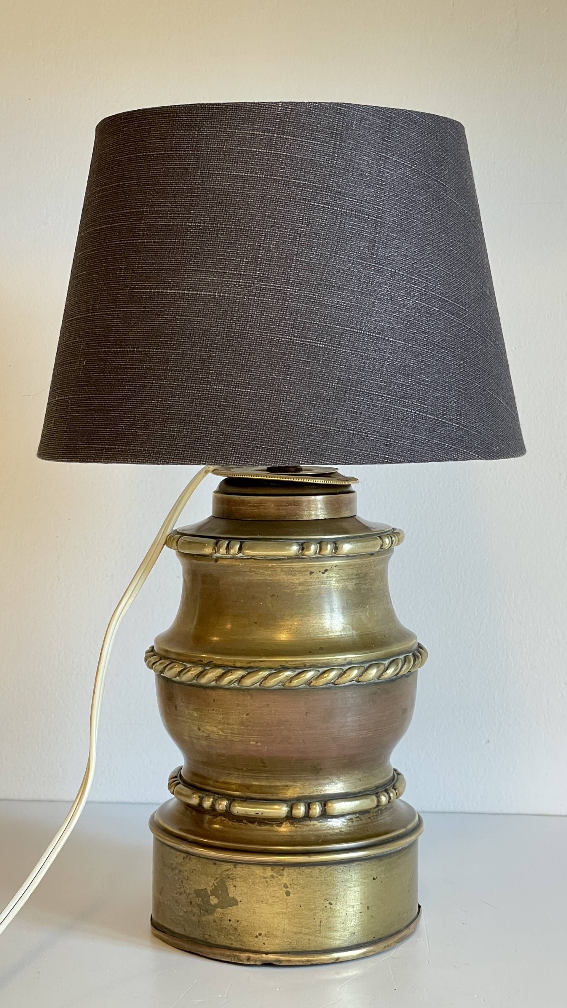 Chic brass lamp and vintage fabric