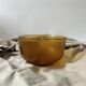 large vintage salad bowl in smoked and amber glass, France 1970