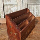 Vintage rosewood and brass mail holder