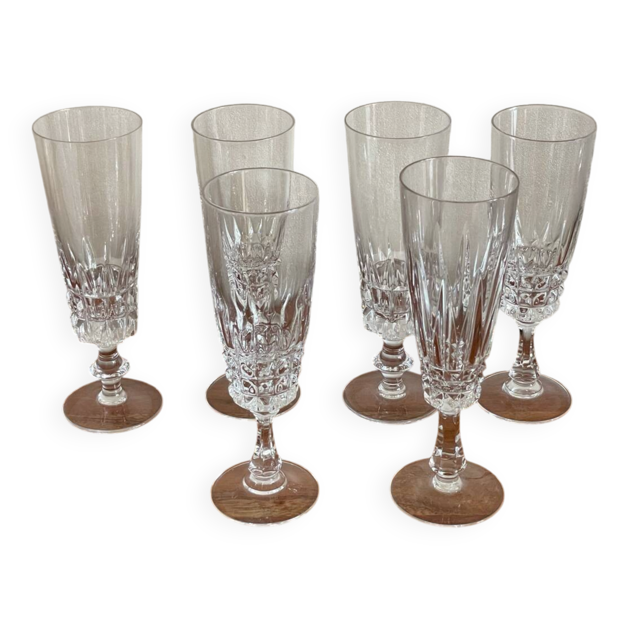 6 Arques crystal champagne glasses