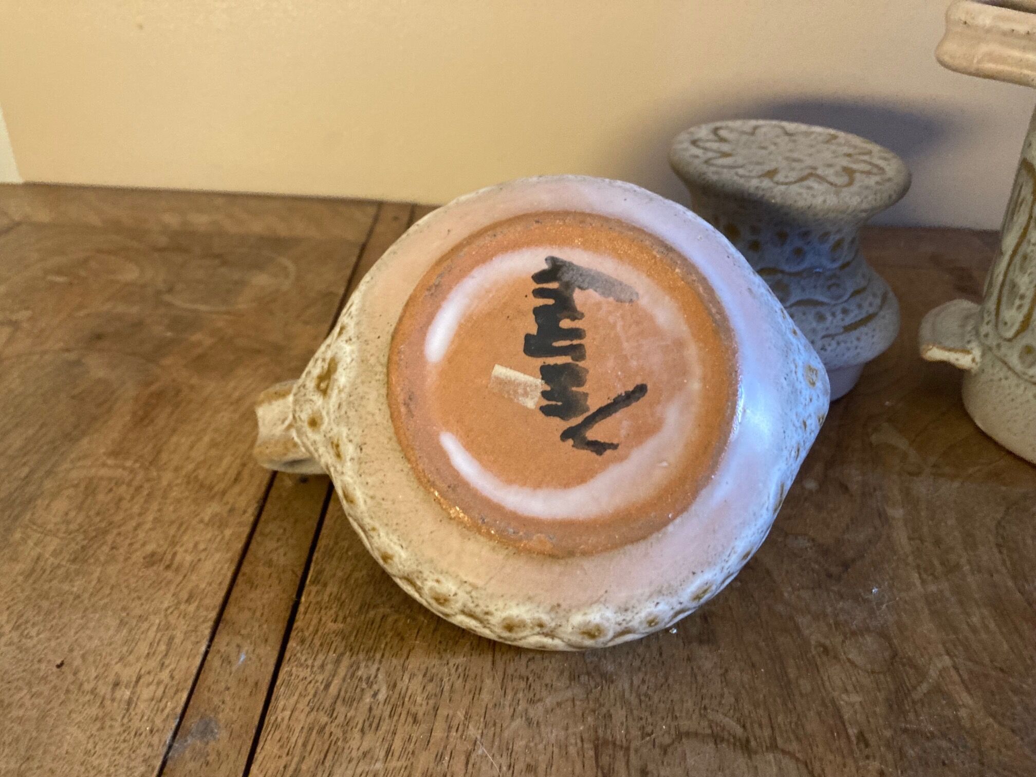 Ceramic Candle holder and Vase Set - Jean Austruy 50s-60s handmade