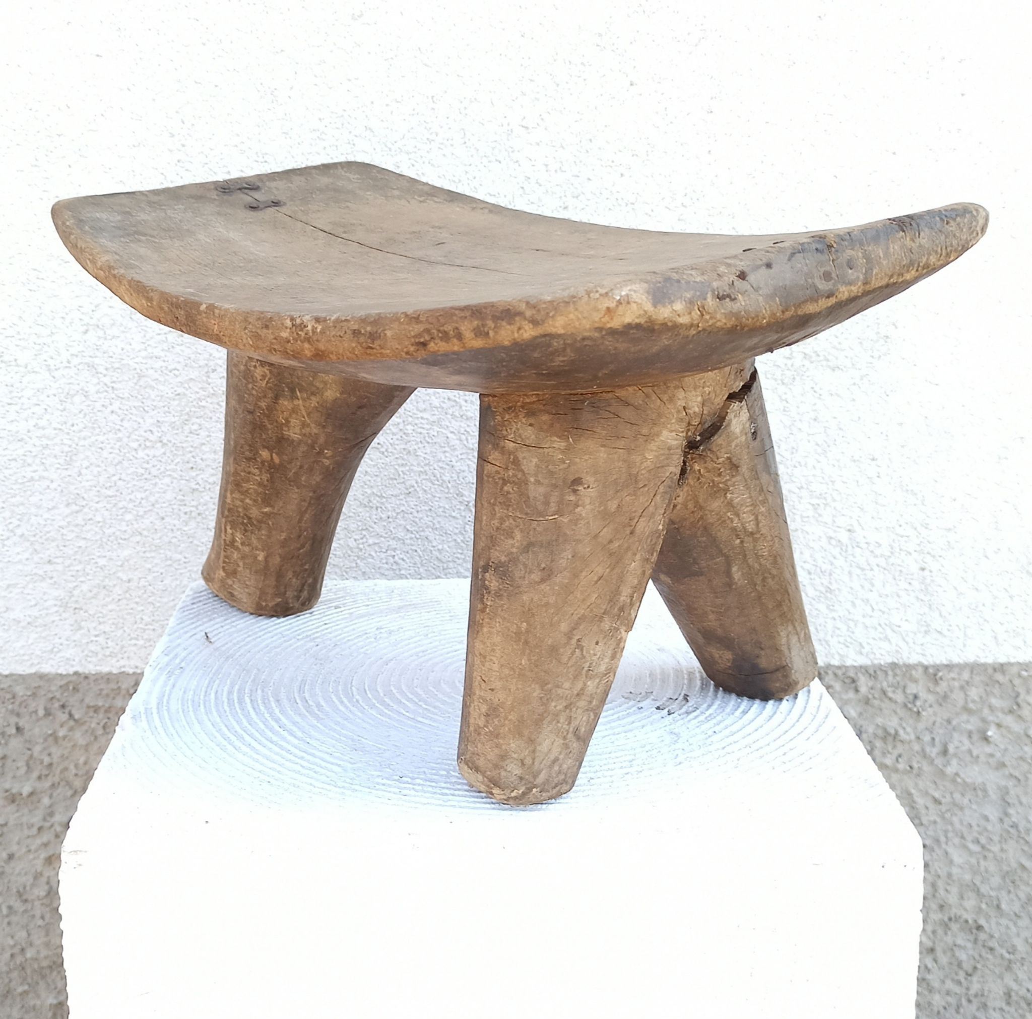 Antique wooden stool. Lobi African Art from West Africa