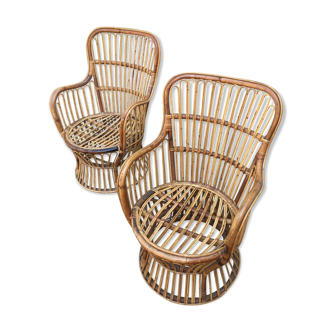 Lot of two adult rattan chairs