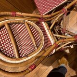 4 chaises bistrot Bamboo - rouge et crème