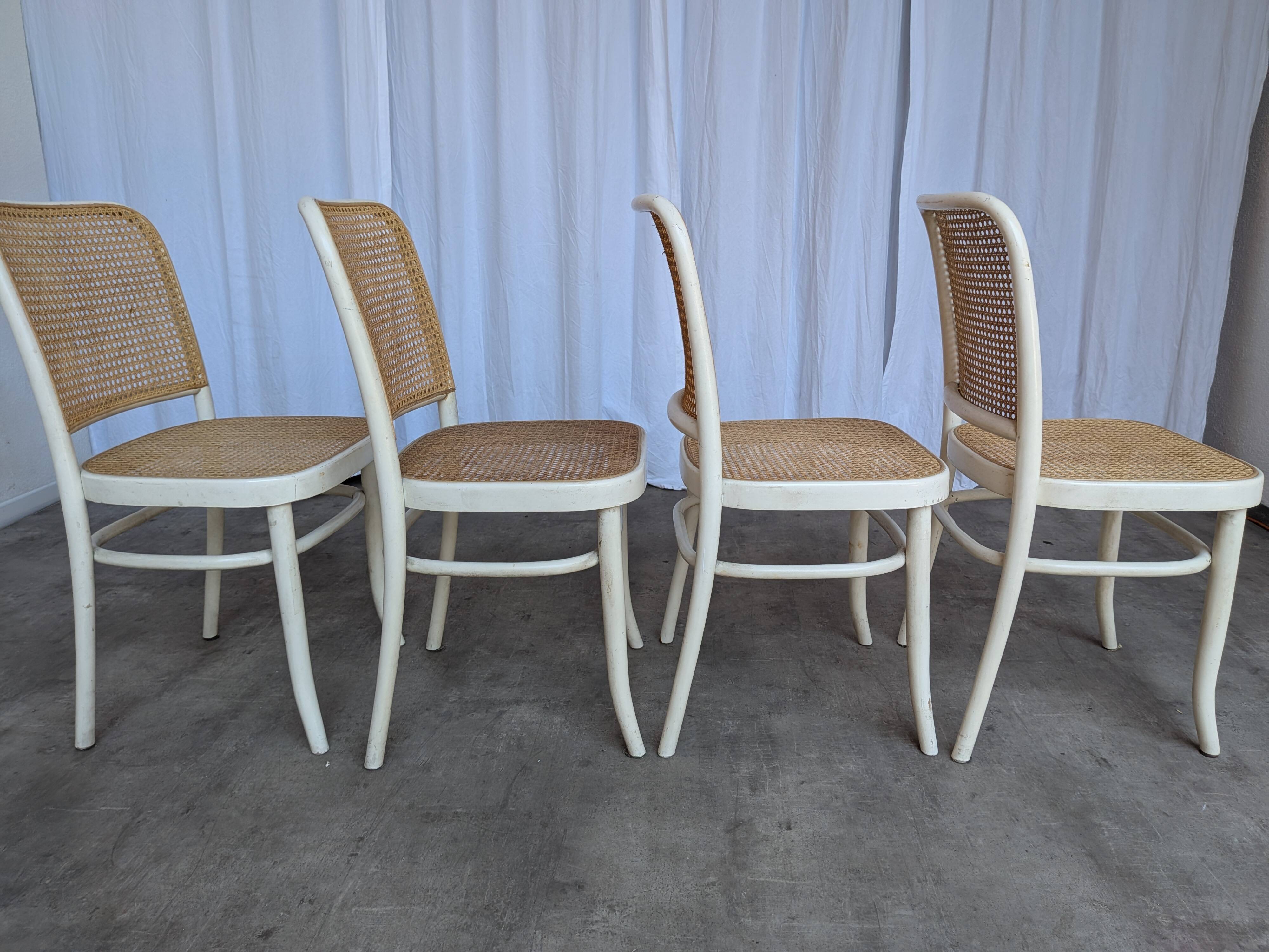 Set of 4 Thonet Style 811 Cane Chair: Josef Hoffman Mid-Century Modern Furn