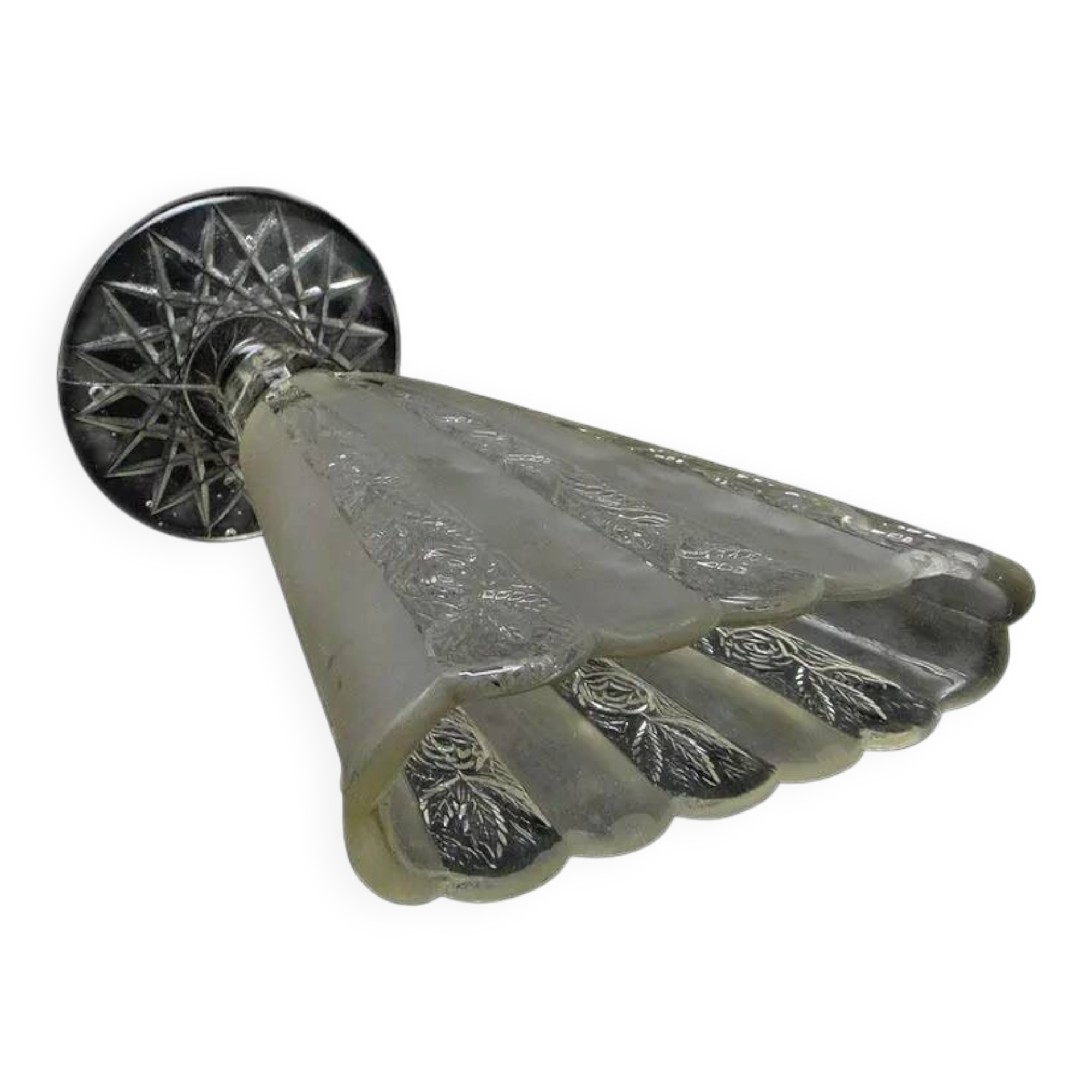 Art deco vase, pressed glass, bolesław morawski glassworks, poland, 1950s