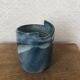 Vase bleu vintage en grès vernissé