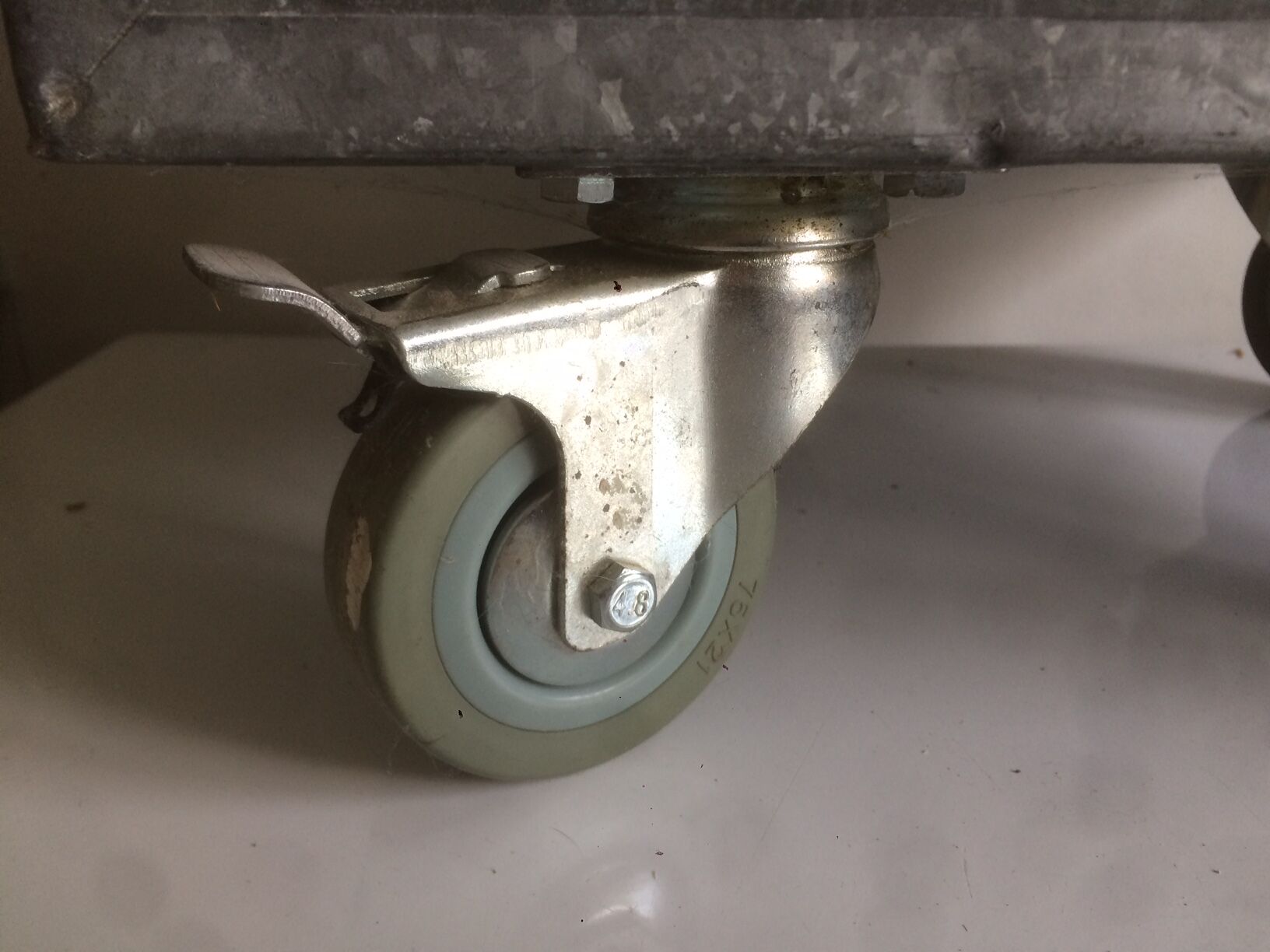 Metal storage box, Schafer Kasten, on wheels