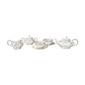 Tea service "head to head" in white and gold porcelain Limoges of the 1960s