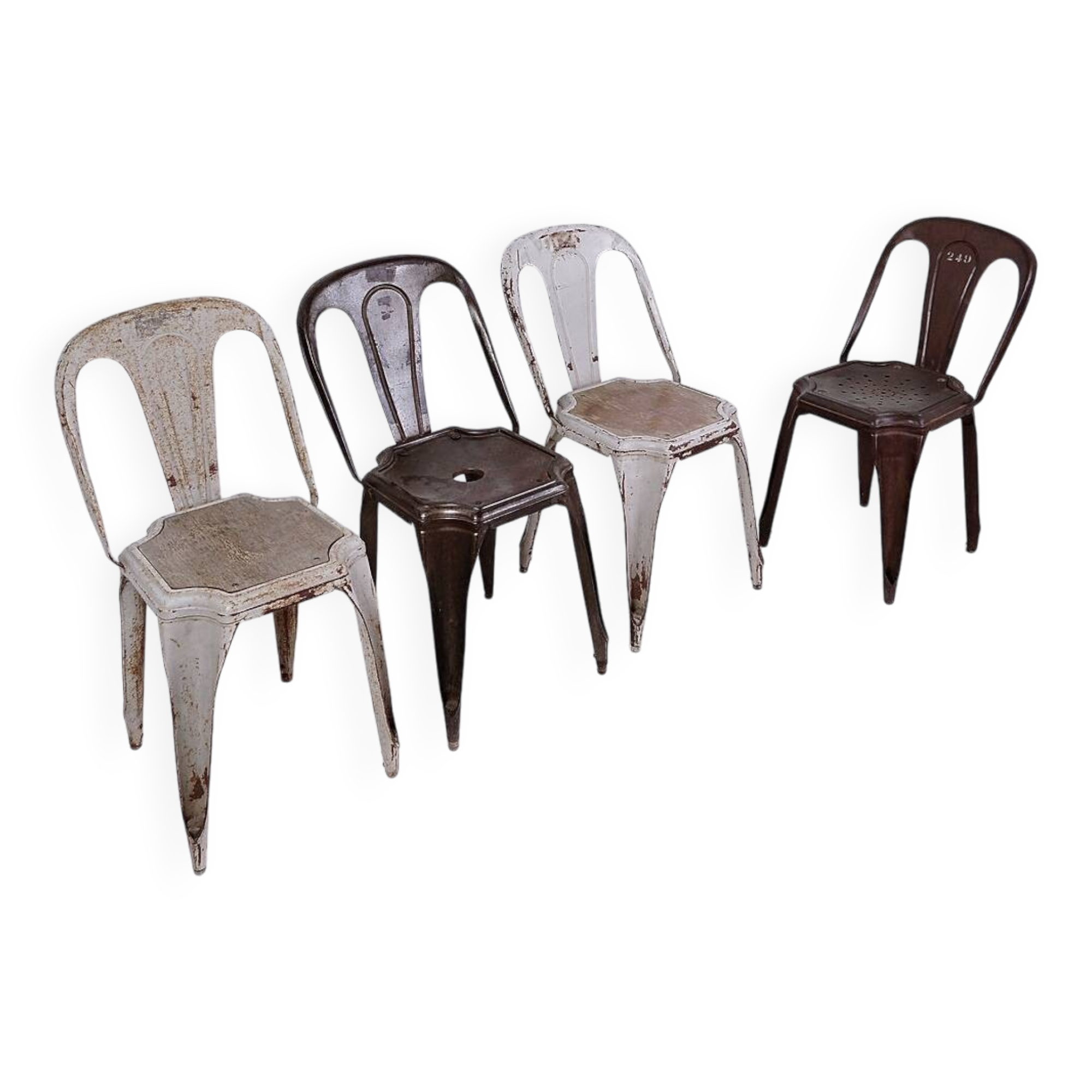 Stackable Industrial Bistro Chairs by Fibrocit of Belgium - Set of 4 - 1950s