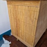 Commode en rotin et osier 1960