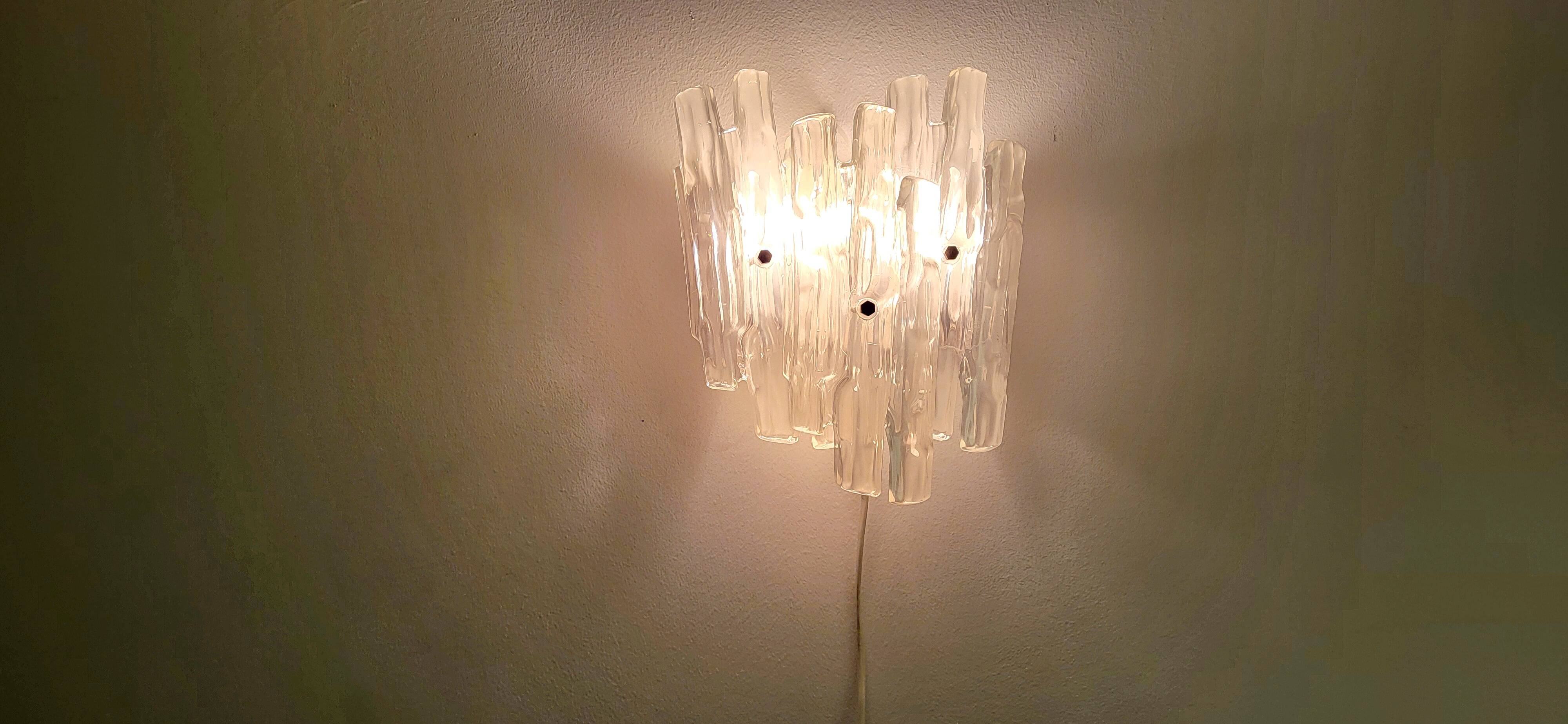 Vintage lucite wall lamp in ice glass model 1970s