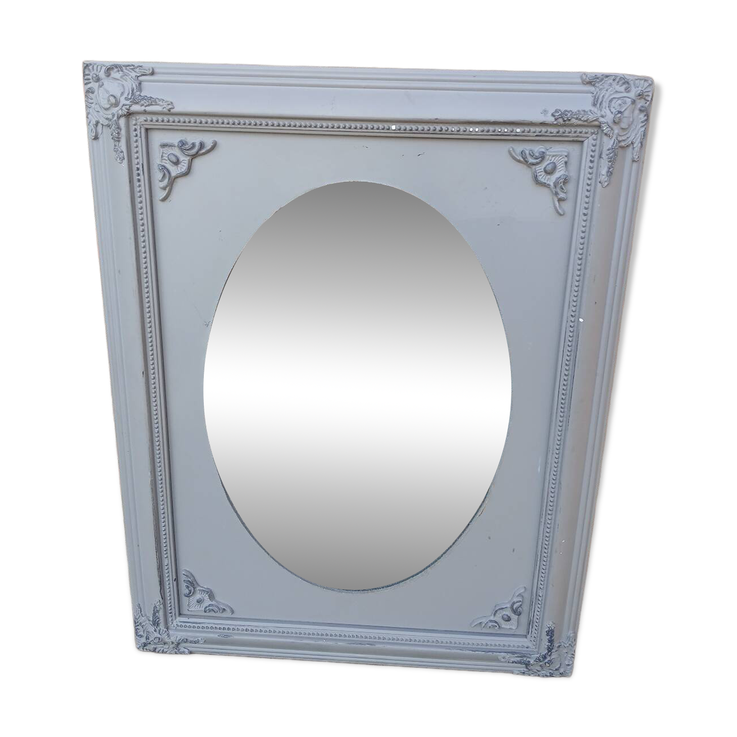 Mirror with a grey wooden frame