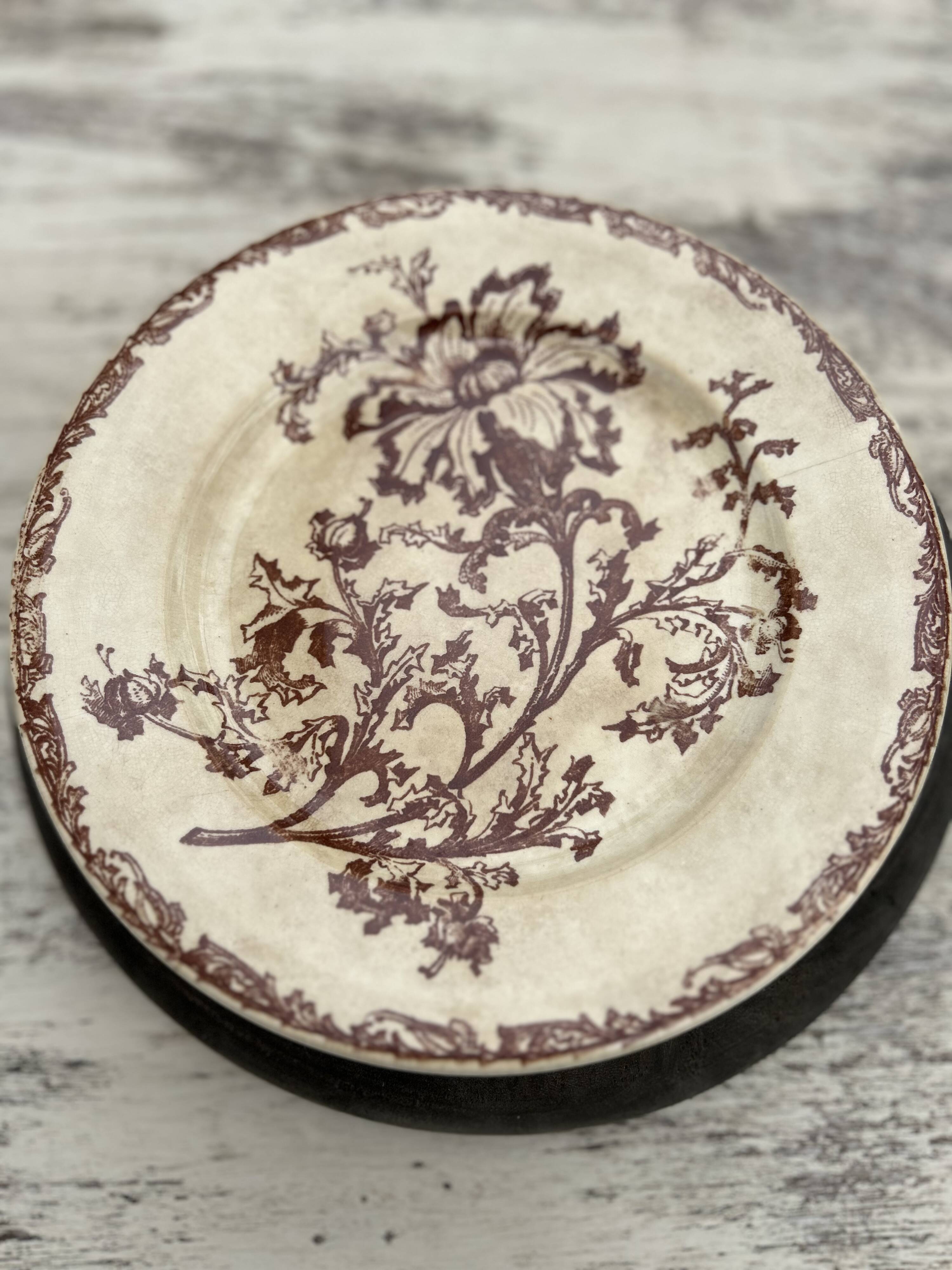 Antique French Terre de Fer Floral Compotier – c.1890–1910