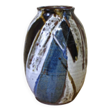 Large glazed stoneware vase signed