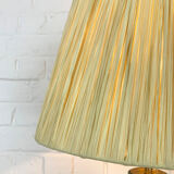 Scandinavian table lamp in porcelain stoneware lampshade raffia, Nymølle pottery, Denmark 1960s