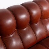 Sculptural Italian Modern three seat leather sofa, 1970’s
