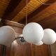 Chrome Sputnik chandelier and white frosted glass globes