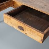 Table à manger antique de ferme rustique française en chêne doré clair du 19ème siècle