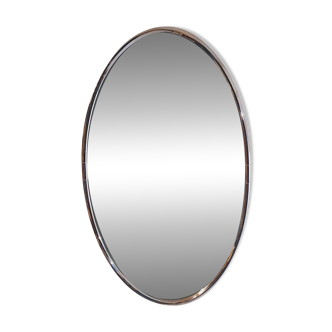 Miroir ovale en métal chromé, 1970