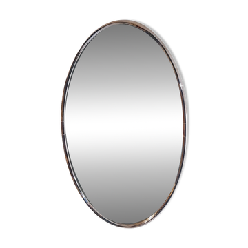 Miroir ovale en métal chromé, 1970