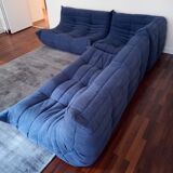 Togo set in blue alcantara by Michel Ducaroy for Ligne Roset