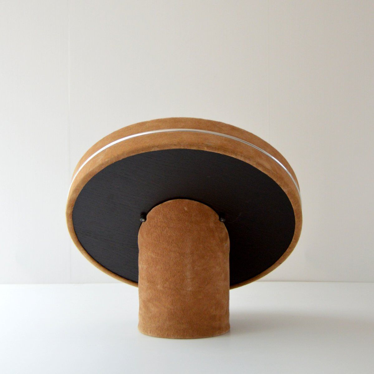 Mirror round support 1970 vintage Velvet 42cm